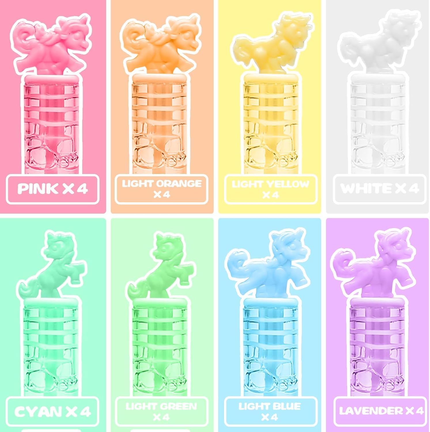 Detalle de Cawiew Pastel Unicorn Mini Bubble Wands, 32-Piece Party Favor Set