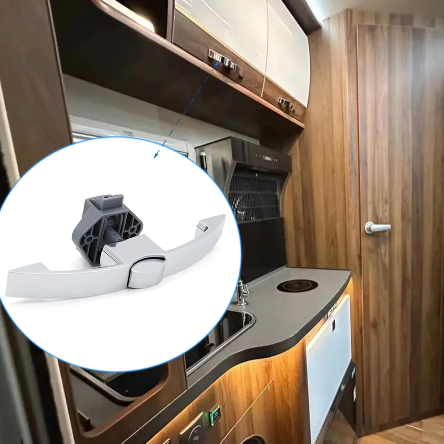 Detalle de MTSmart 6 Stück Wohnmobil Schlösser – Druckknopfriegel mit Griff aus Metall, 160 mm Grifflochabstand