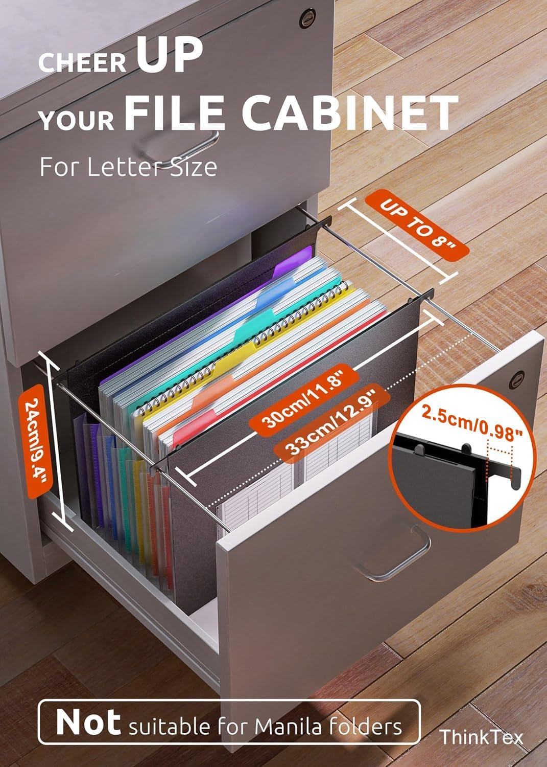 Detalle 2 de ThinkTex Expandable Hanging File Folders, 7 Pockets, Letter Size, Black