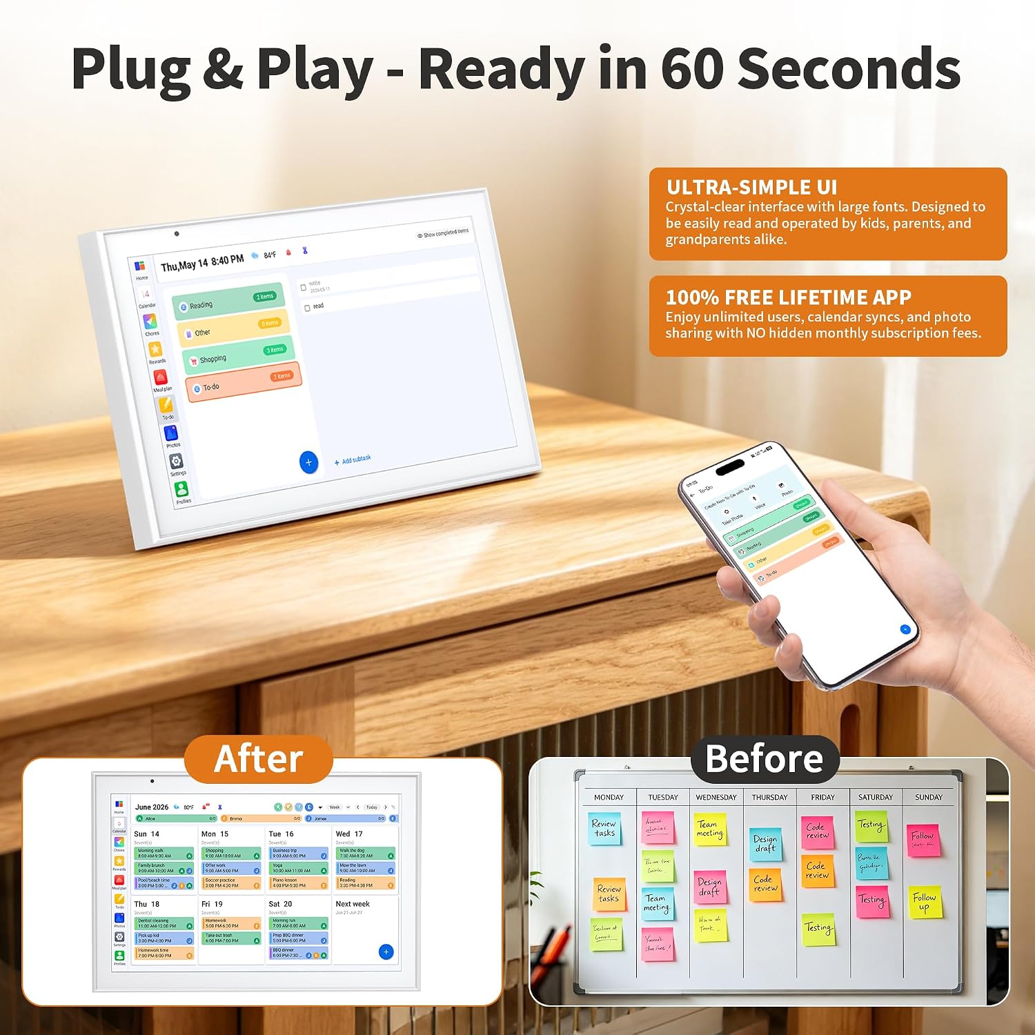 Thumbnail 6 de CYPID digital calendar 10.1-Inch Touchscreen Family Planner with Wi-Fi Sync