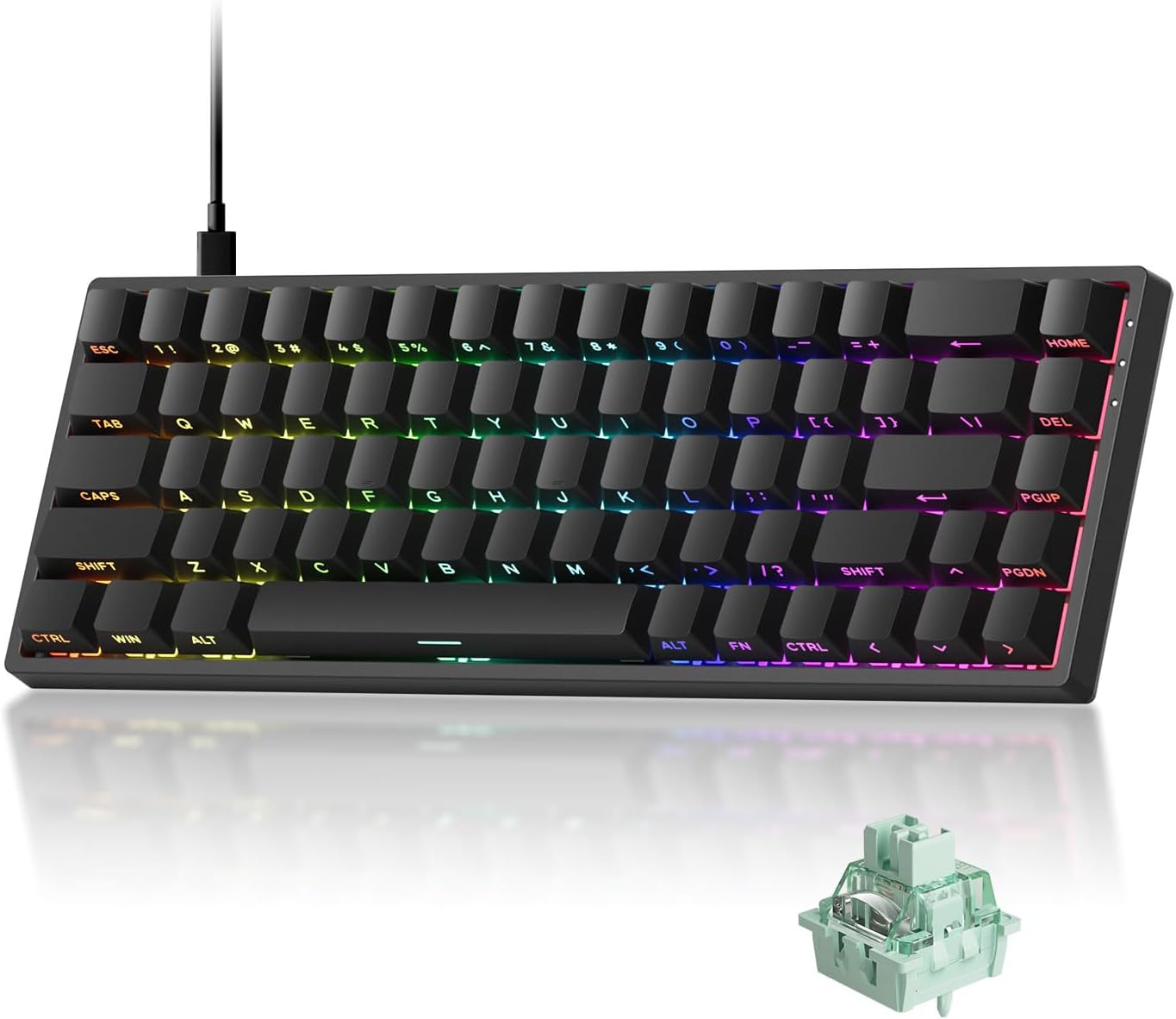 Detalle de MONSGEEK Clavier à déclenchement rapide FUN68 HE – 65% compact, RGB ARGB, interrupteurs magnétiques Glare