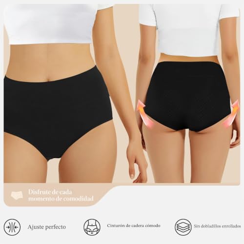 Detalle de FALARY Bragas mujer cintura alta algodón – 5 piezas multicolor, 2XL