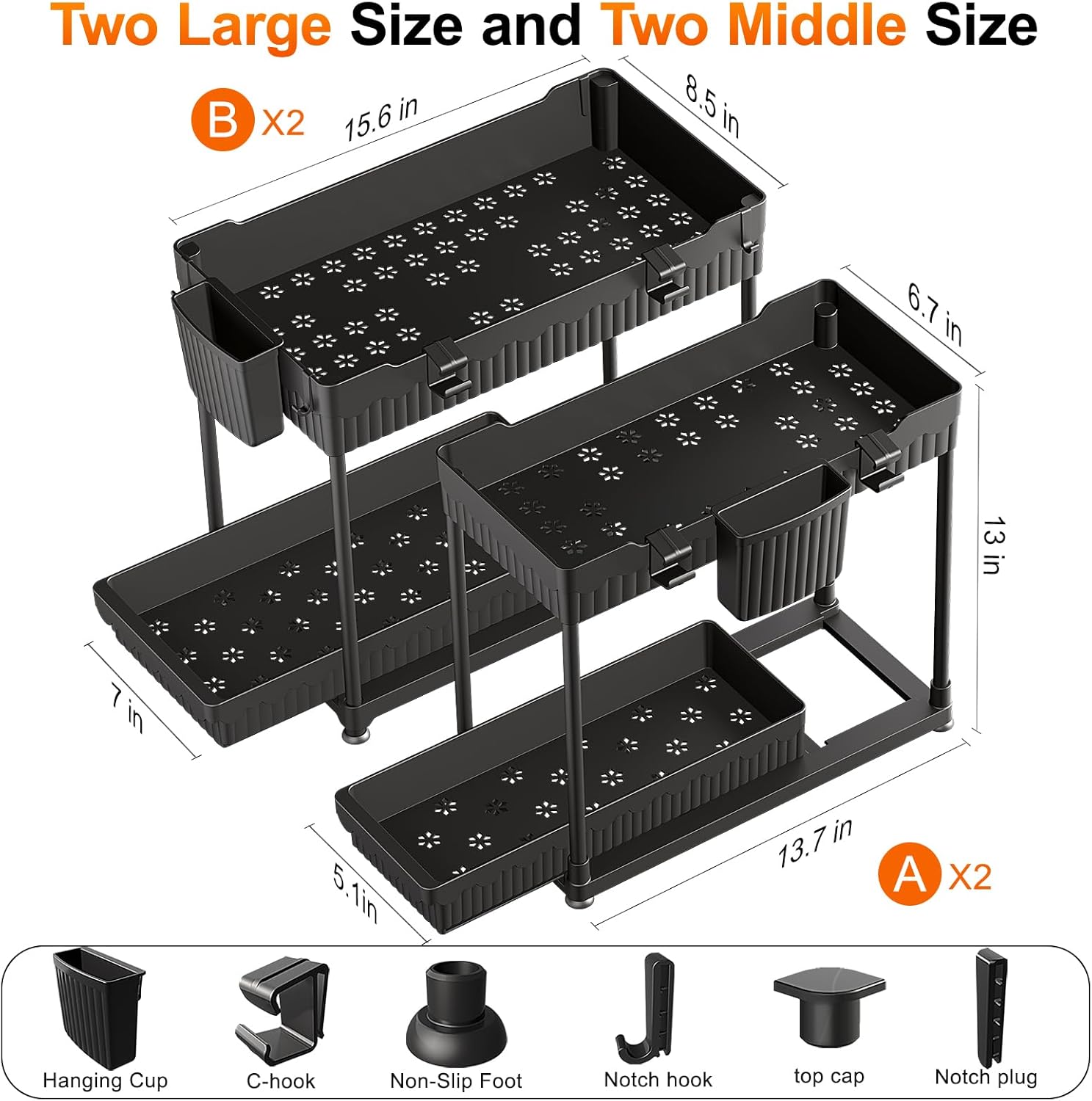 Thumbnail 5 de Sevenblue 2-Tier Under Sink Organizer 4-Pack 🚪