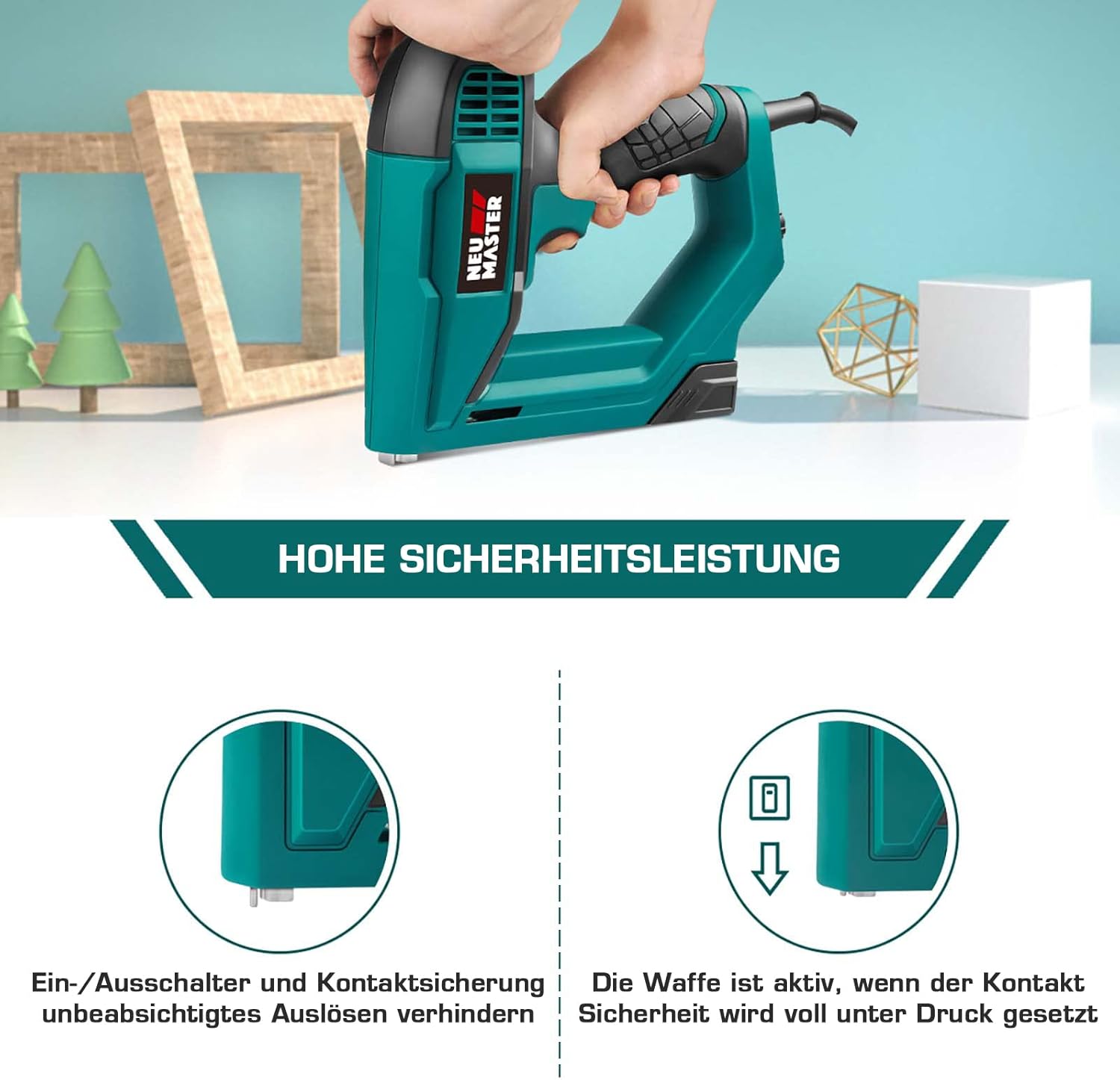 Thumbnail 5 de NEU MASTER Elektrotacker NTC0060 – elektrische Nagel- und Klammerpistole für DIY, 400 Klammern & 200 Nägel