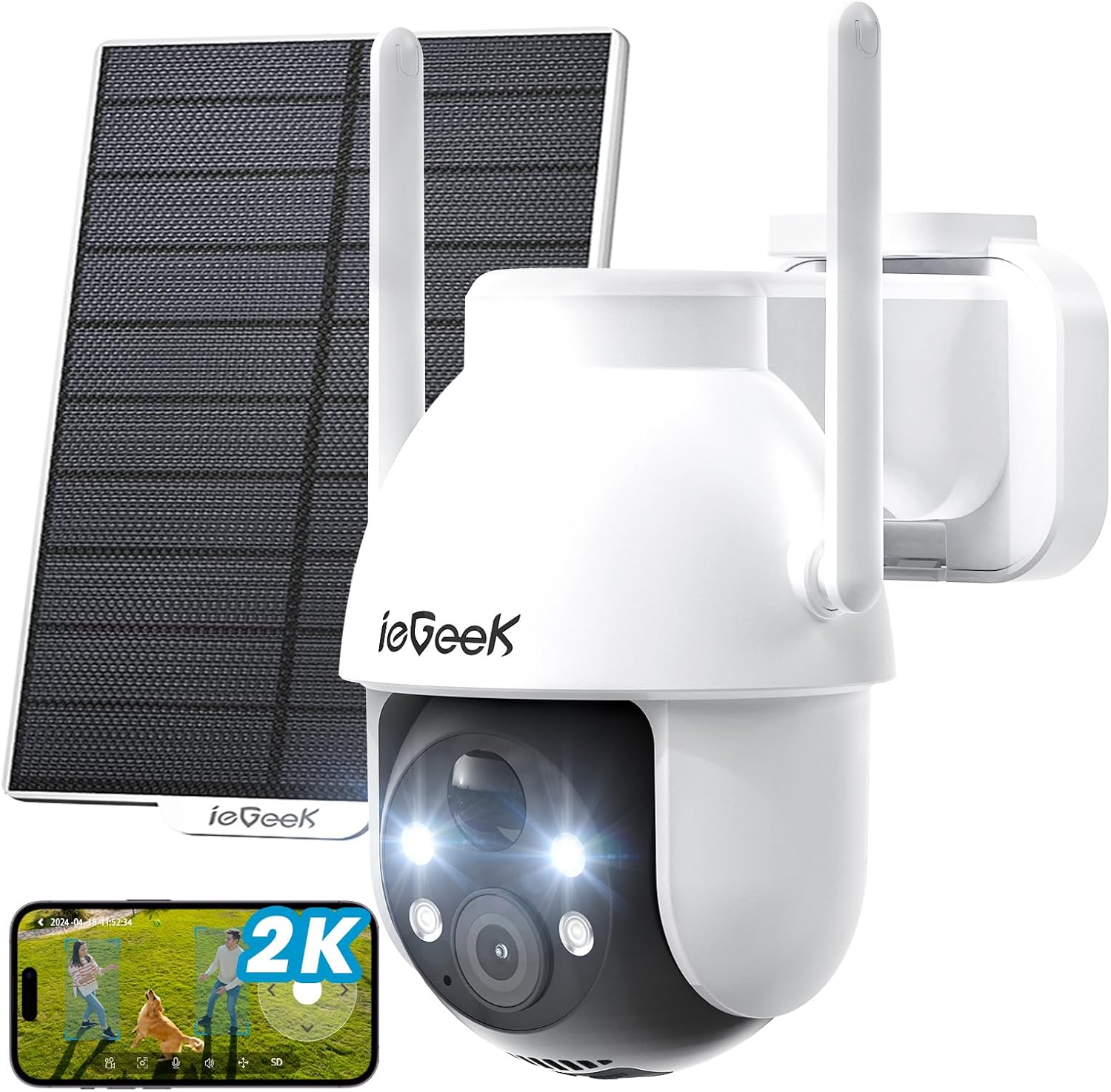 Detalle de ieGeek 2K Caméra surveillance extérieure