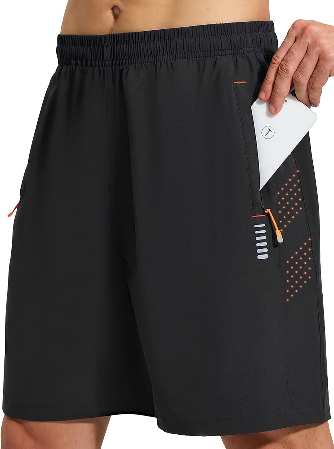 Detalle de Cimic Pantalón corto de running para hombre con bolsillos y cintura elástica