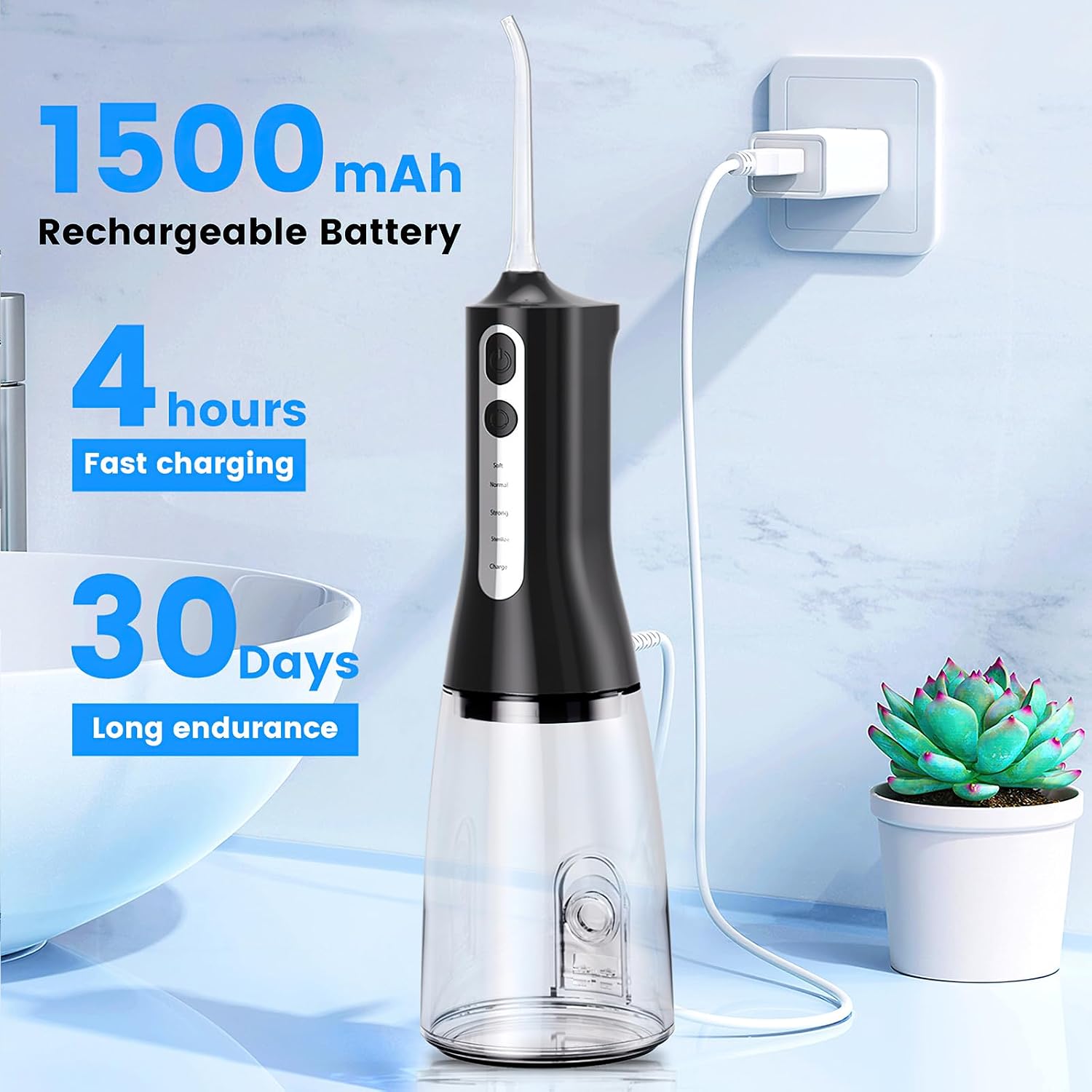 Thumbnail 5 de Zephis Cordless Water Flosser with 4 Modes, 4 Jet Tips & IPX7 Waterproof Tank