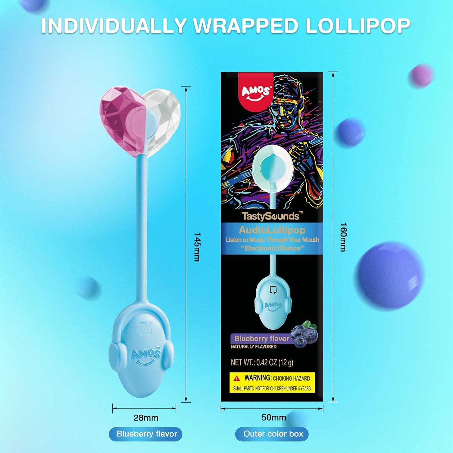 Thumbnail 6 de AMOS Lutscher Audio Lollipop Blaubeere 1 Stück 🍭