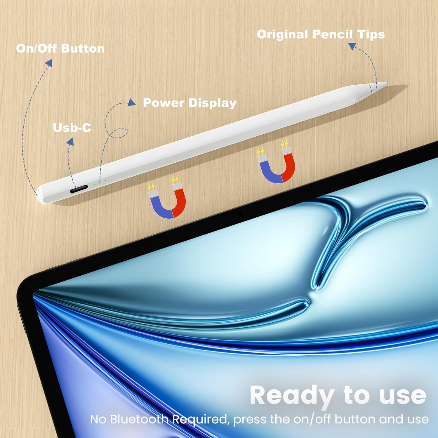 Thumbnail 4 de Penlike Pencil for Apple iPad A16 10th Gen — Fast Charge Stylus with Tilt, Palm Rejection, and Magnetic Attachment