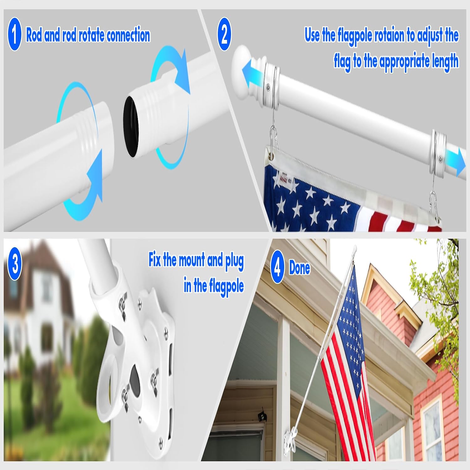 Thumbnail 6 de Anovo FP001 6 ft Stainless Steel Flag Pole Kit with 360° Rings