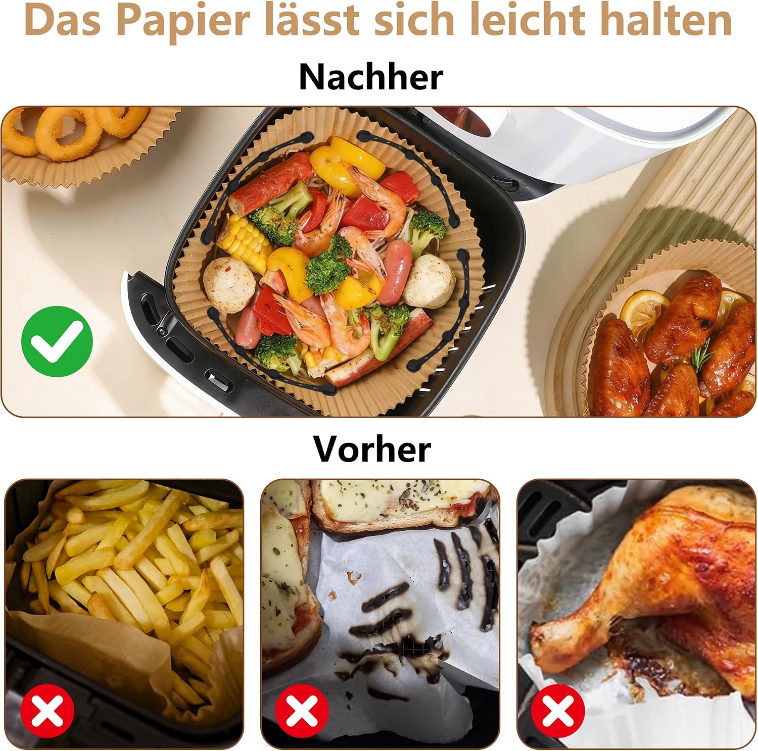 Thumbnail 1 de Xahpower 4er-Pack Magnet-Silikonschnallen für Airfryer-Backpapier (waschbar, wiederverwendbar)