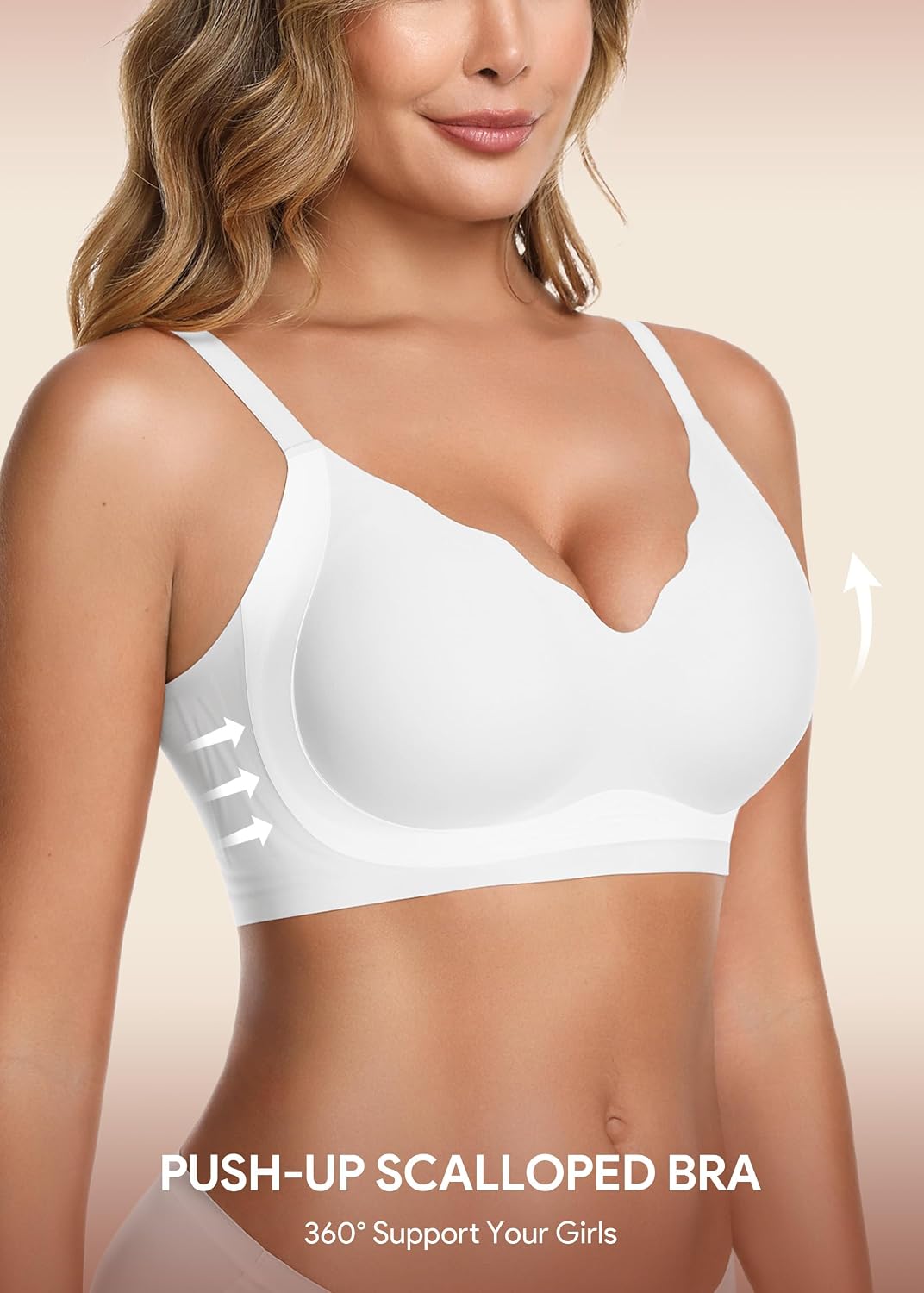 Detalle de HBselect Seamless Wireless Jelly Bras, 3-Pack with Adjustable Straps