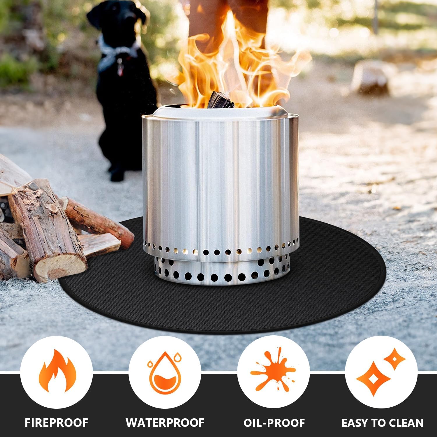 Detalle de Huchiz Fire Pit Chiminea Mat, 36-Inch Round Double-Sided Protector