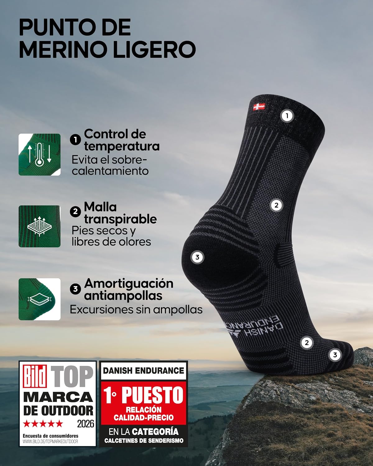 Detalle 2 de DANISH ENDURANCE Calcetines merino 3/5 pack