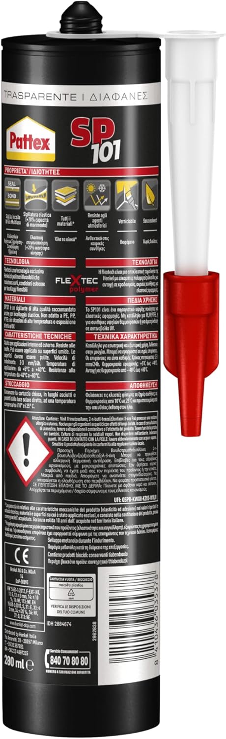 Detalle 2 de Pattex SP101 Transparent silicone neutro trasparente 280 ml