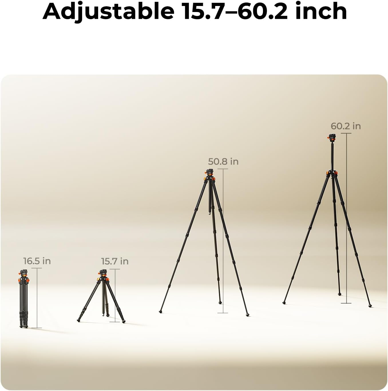 Detalle de K&F CONCEPT 60"/153cm Carbon Fibre Tripod for Camera with 360° Panorama Head