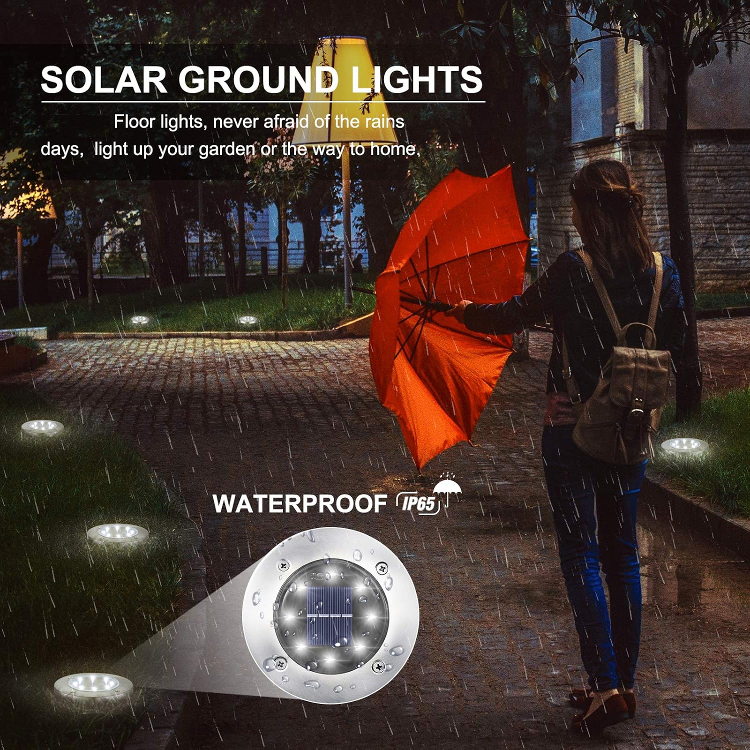 Detalle de LYHOPE Solar Ground Lights 8-Pack