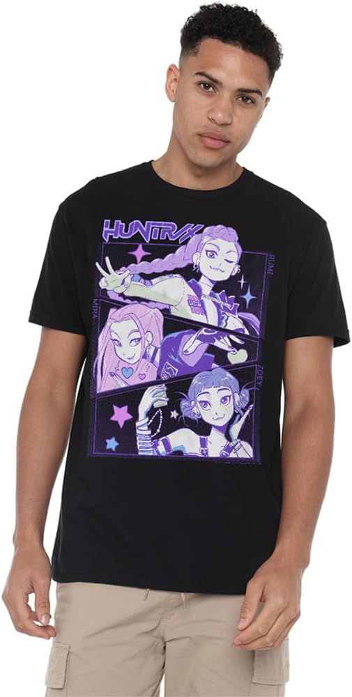 Detalle de Kpop Demon Hunters Unisex T-Shirt – Black, Premium Ringspun Cotton