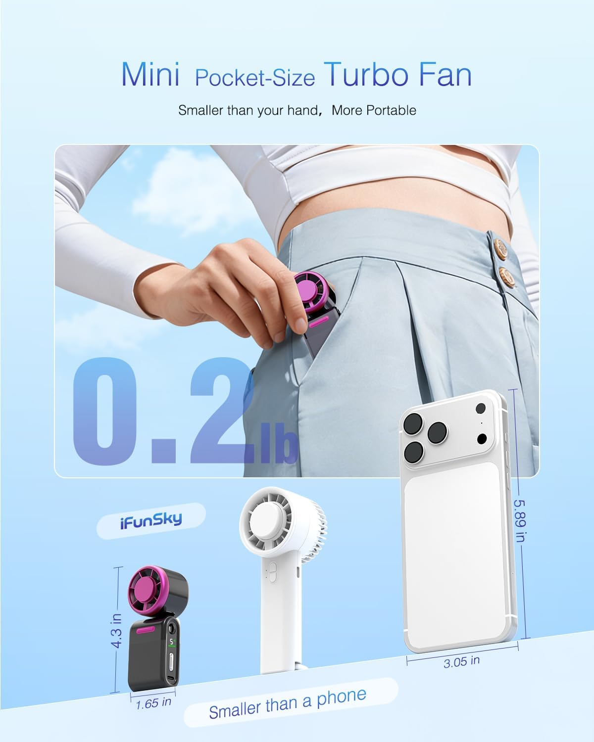 Thumbnail 6 de iFunSky Mini Portable Handheld Turbo Fan – Small but Mighty (Black Red)