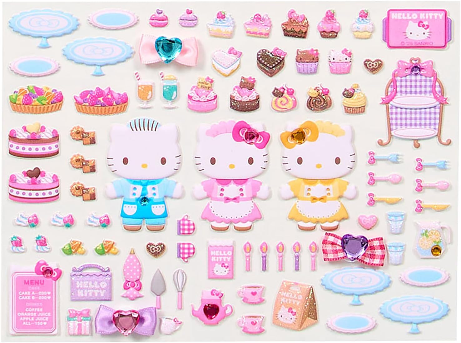 Detalle 1 de サンリオ 154962 ハローキティ あそべるシールセット ケーキ屋さんごっこ・貼ってはがせる