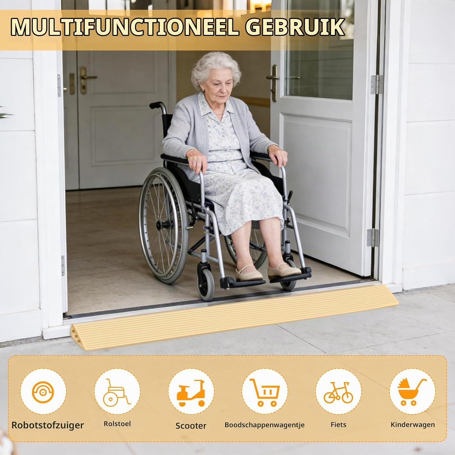 Detalle 2 de RICKMASK 3D-ZORZ-2F4E drempelhelling, zelfklevend TPE, geel, 100 cm