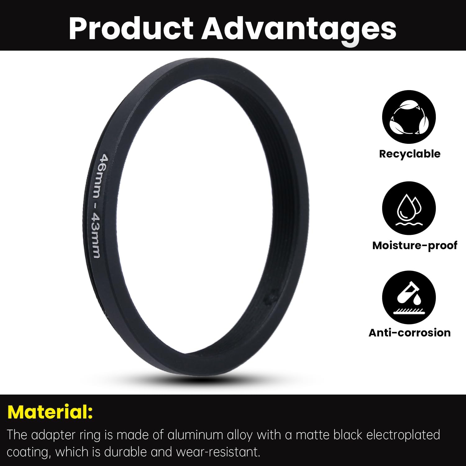 Thumbnail 2 de Metall Step-Down Ring 46mm auf 43mm