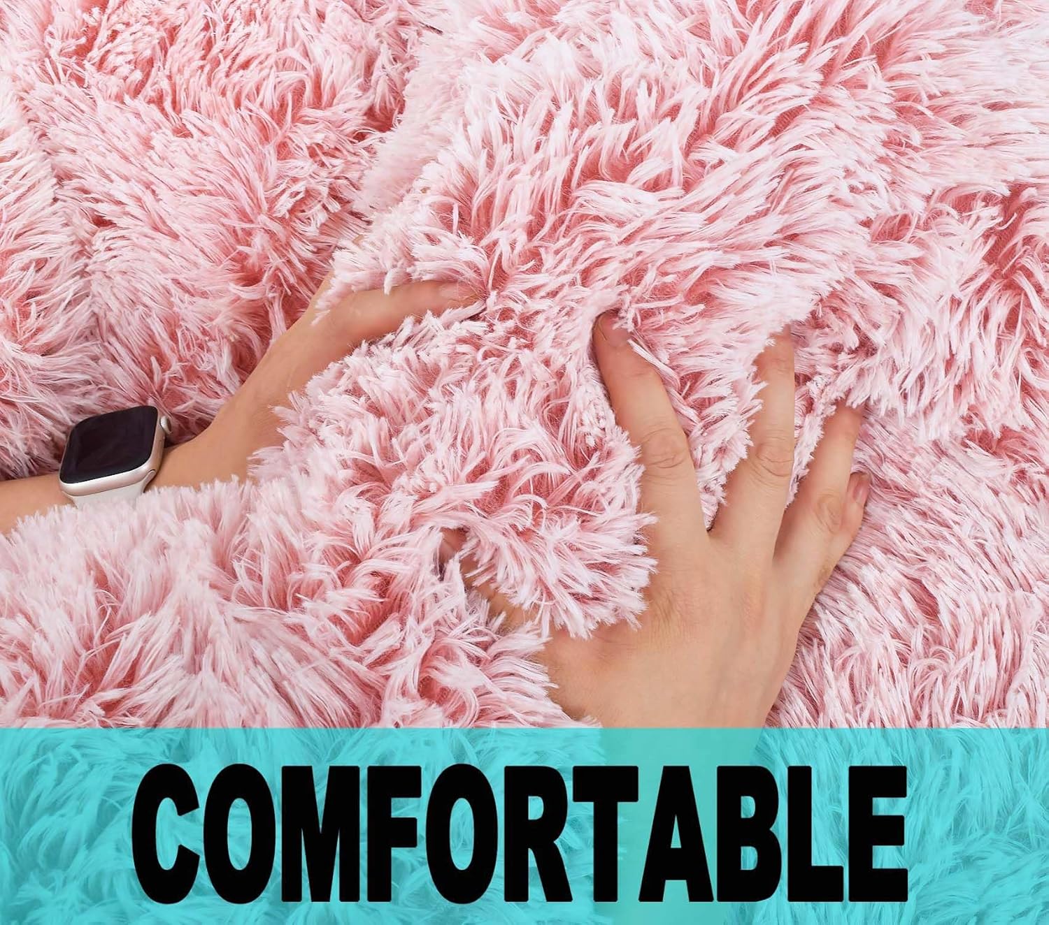 Thumbnail 5 de Kisoy KQ-001DPinkL Stuffed Animal Storage Bean Bag Cover, Faux Fur, Dusty Pink