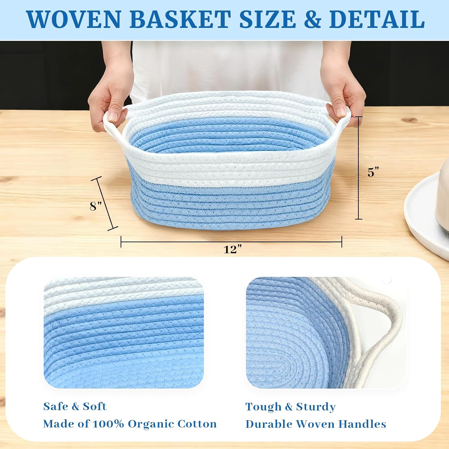 Detalle 1 de Succwoah Cotton Rope Gift Baskets, 12 x 8 x 5 in