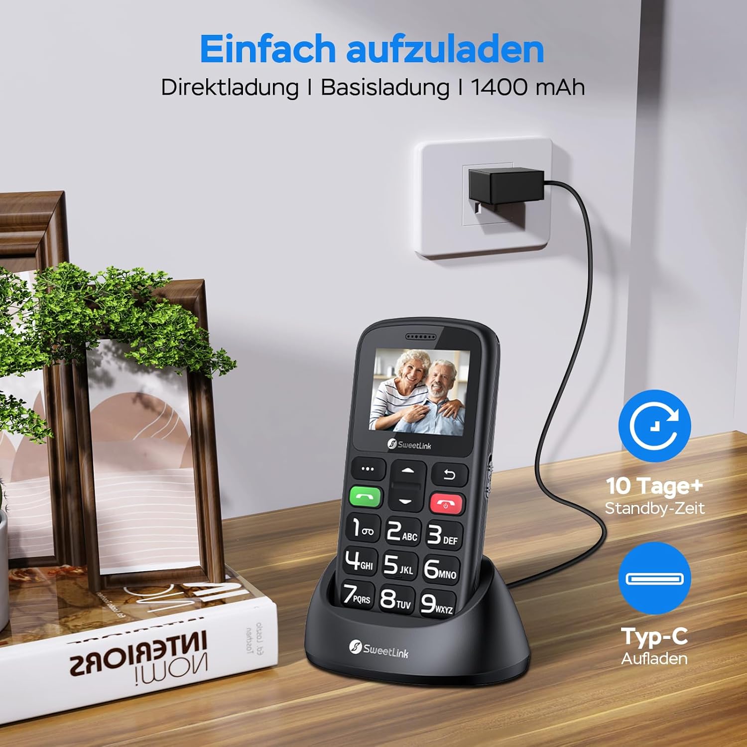 Thumbnail 4 de SweetLink S2PLUS Seniorenhandy ohne Vertrag (Dual SIM, SOS-Notruftaste, 1,77" Großtasten-Display)