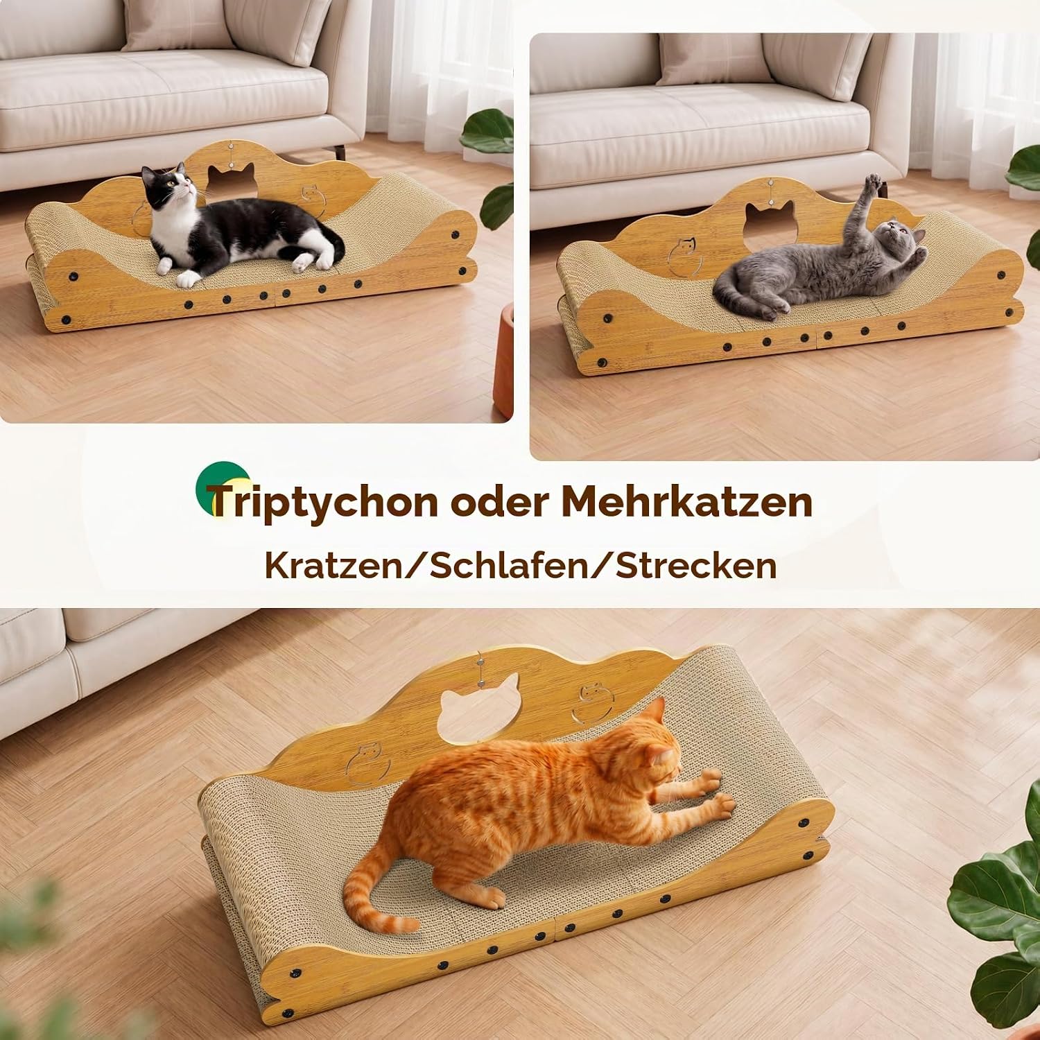 Detalle de Gimars XXL Katzen Kratzbrett 78 cm im Sofa-Design – Kratzpappe, Möbelschutz und Kuschelplatz für große Katzen