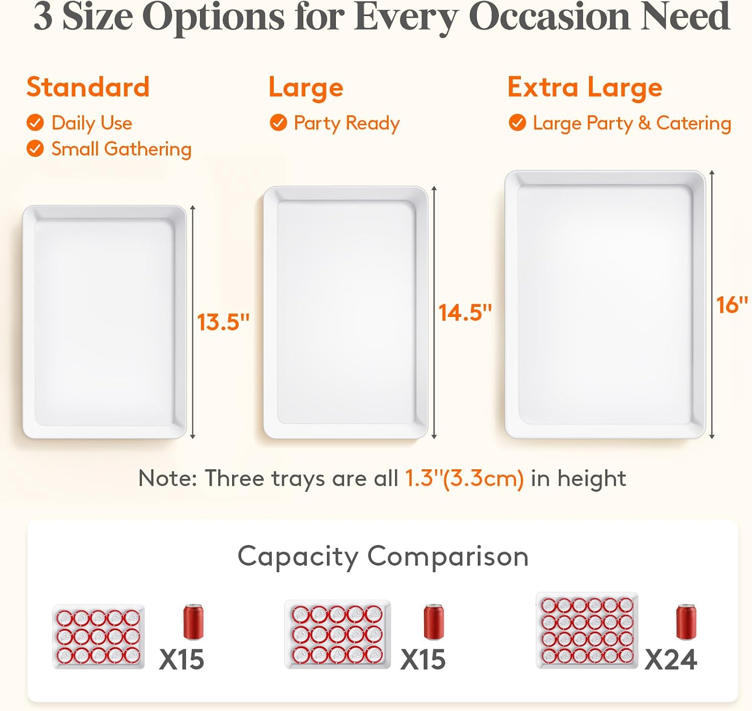 Detalle 2 de Lifewit Serving Tray 16 x 12 inches, 4 pack
