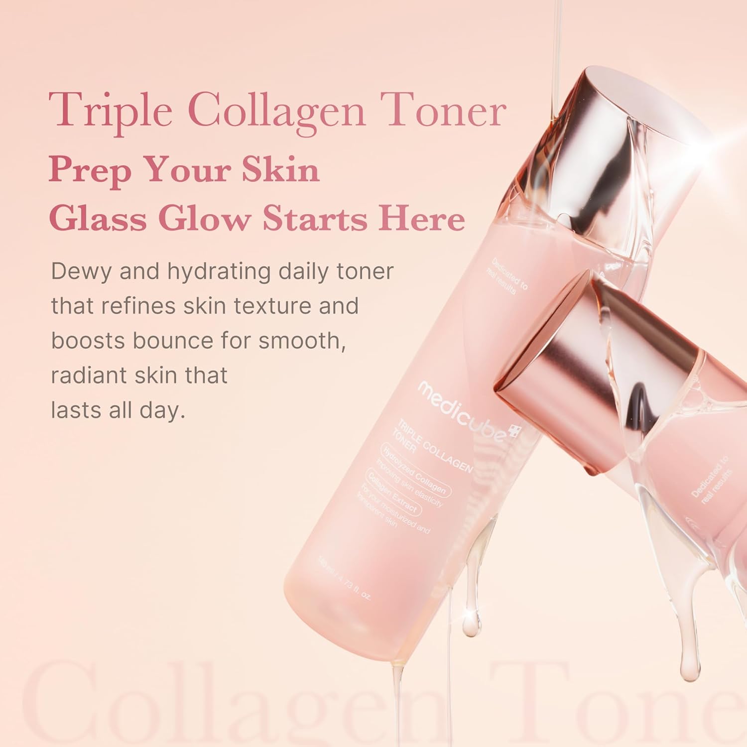 Detalle 2 de medicube Triple Collagen Toner – Hydrolyzed, Atelo- und lösliches Kollagen für tiefe Hydration (140 ml)