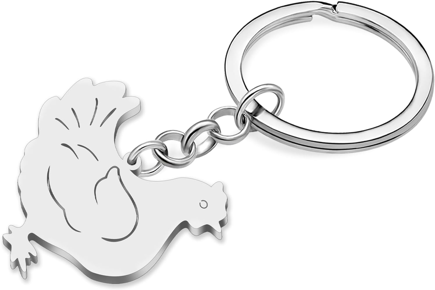 Detalle de LONYOO Lustig Huhn Schlüsselanhänger – Edelstahl Henne Charms mit 18k Gold- oder Silberfinish