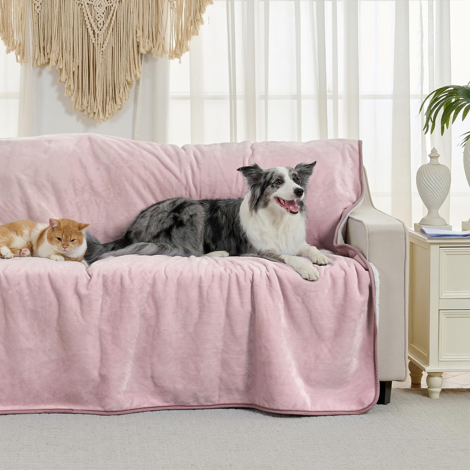Detalle 2 de Yaning Waterproof Blanket 152x203 cm Dusty Pink