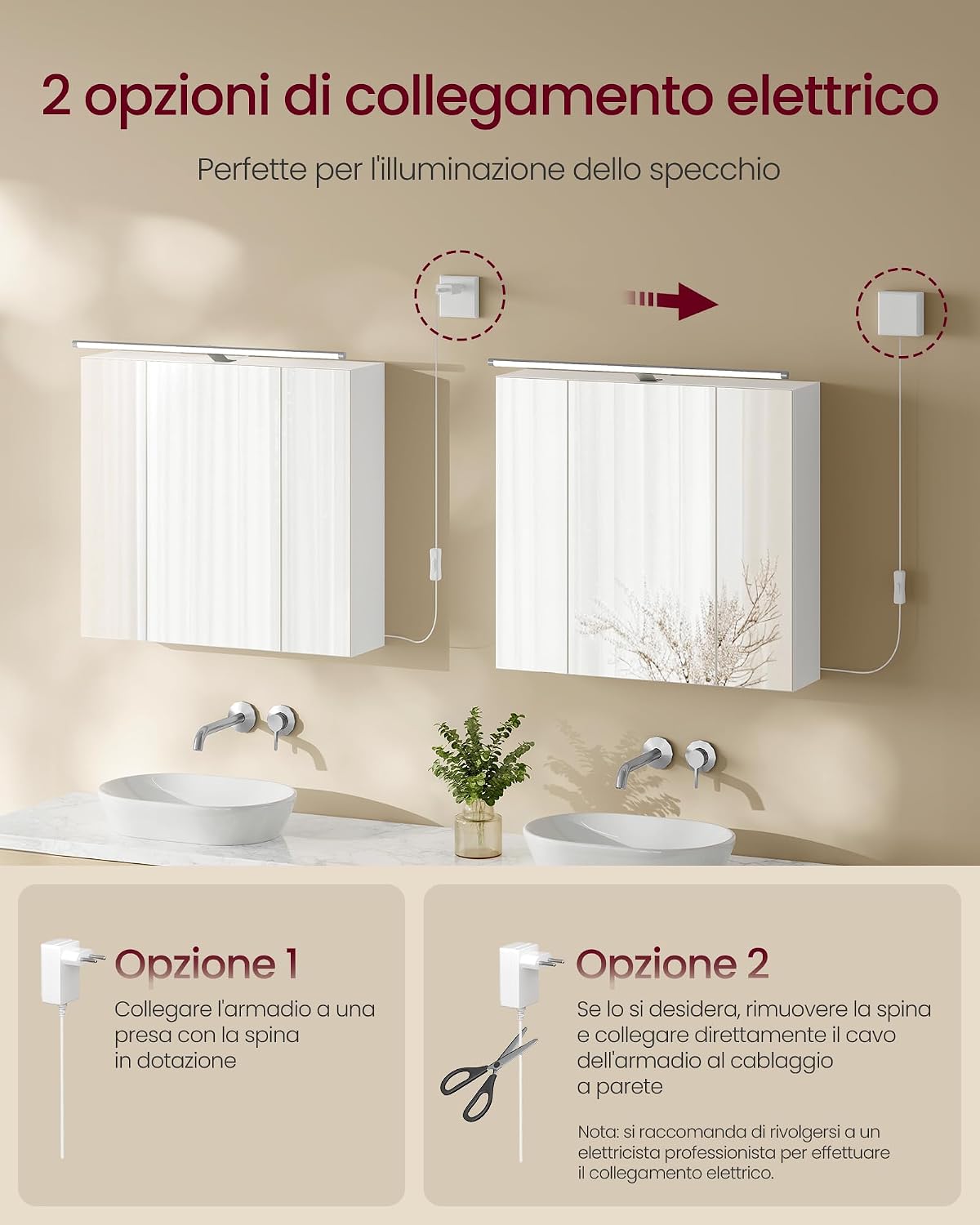 Thumbnail 5 de VASAGLE Kailyn Collezione – Armadietto da Bagno Sospeso con Specchio, Illuminazione e Ripiani Regolabili (15 x 60 x 55 cm)