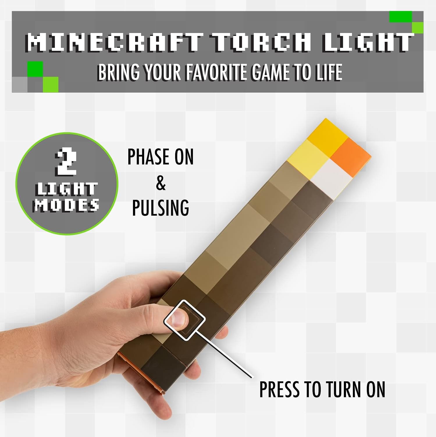Thumbnail 1 de Paladone Minecraft Torch Light – Officially Licensed, 13cm, 2 Lighting Modes, 2 Use Modes