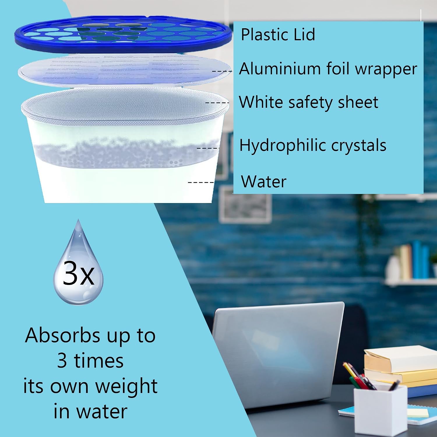 Detalle de Dehumidifier Tubs 500ml Pack of 40: Practical, Power-Free Humidity Control for Damp Spaces