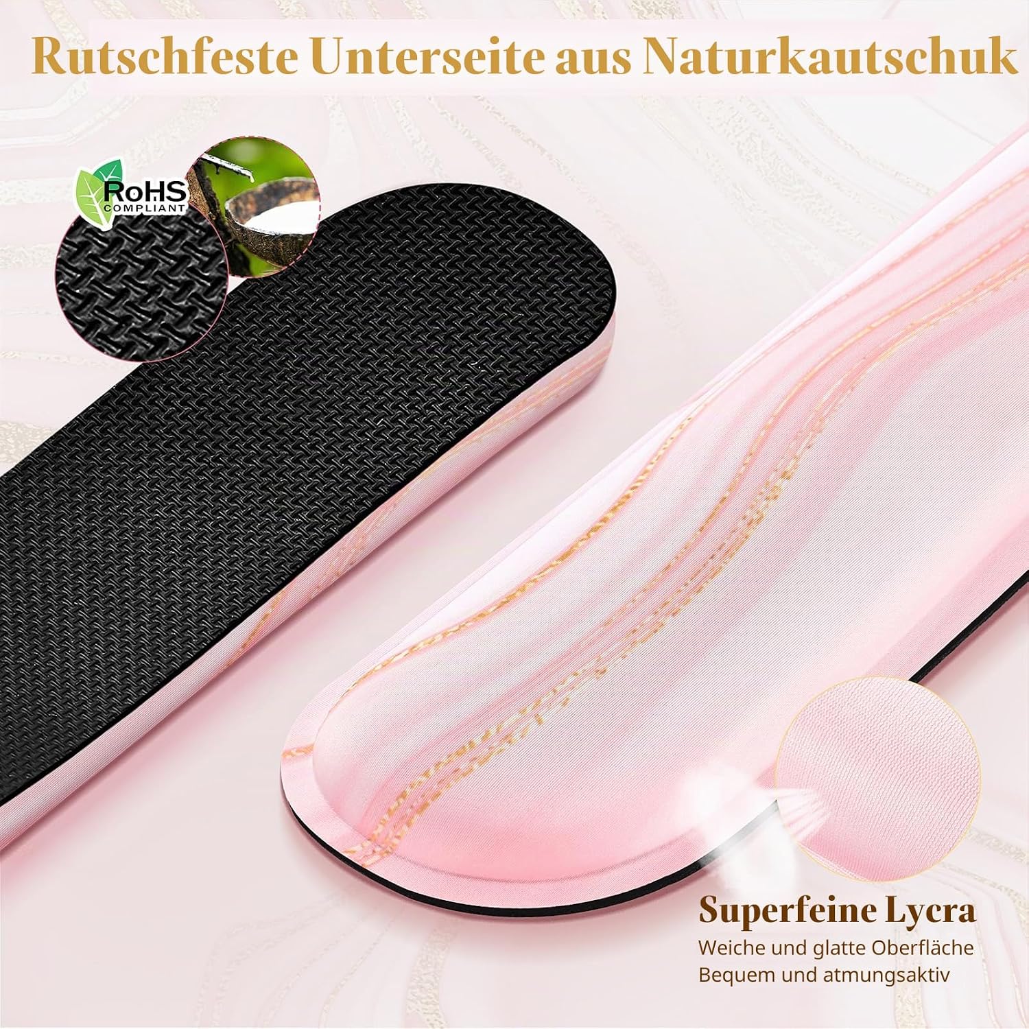 Detalle 2 de Gimars Handballenauflage Tastatur – Ergonomische Tastatur- und Mausauflage mit Memory-Foam, 3 cm Dicke, rosa/gold