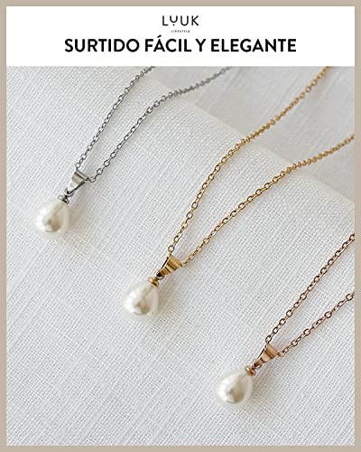 Thumbnail 5 de LUUK LIFESTYLE collar con colgante de perla y tarjeta HAPPINESS, resistente al agua, largo ajustable