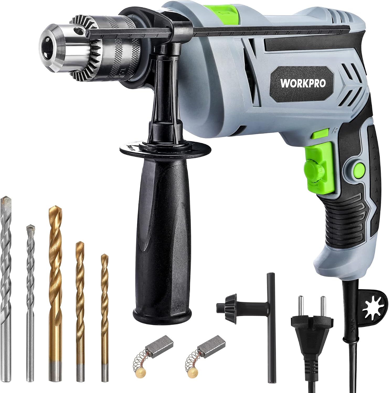 WORKPRO Trapano a Percussione 850 W con impugnatura girevole 360° (mandrino 2–13 mm)