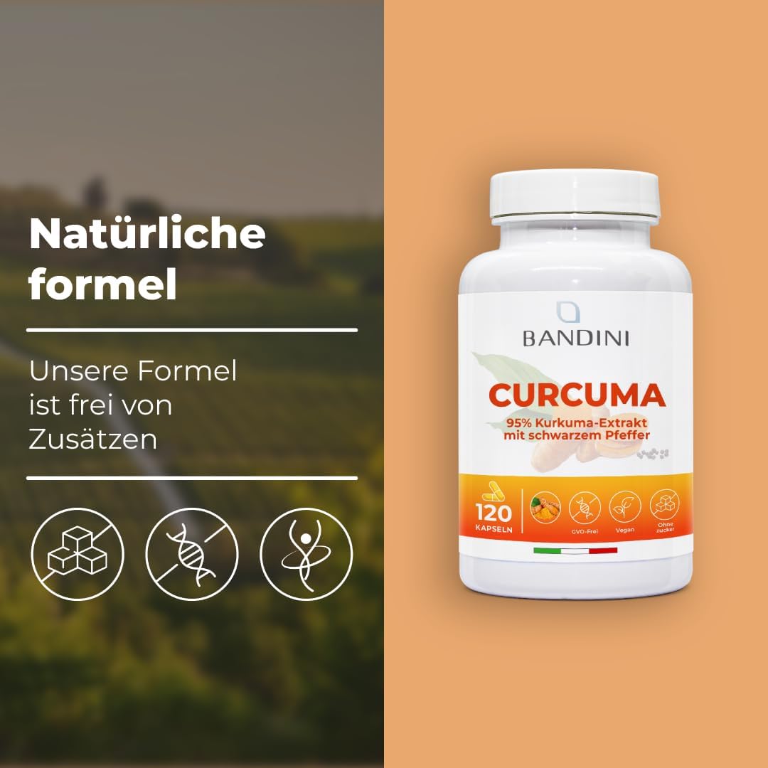 Thumbnail 3 de Bandini® Curcuma 700 mg Kurkuma pro Kapsel (mit Piperin) – 120 Kapseln
