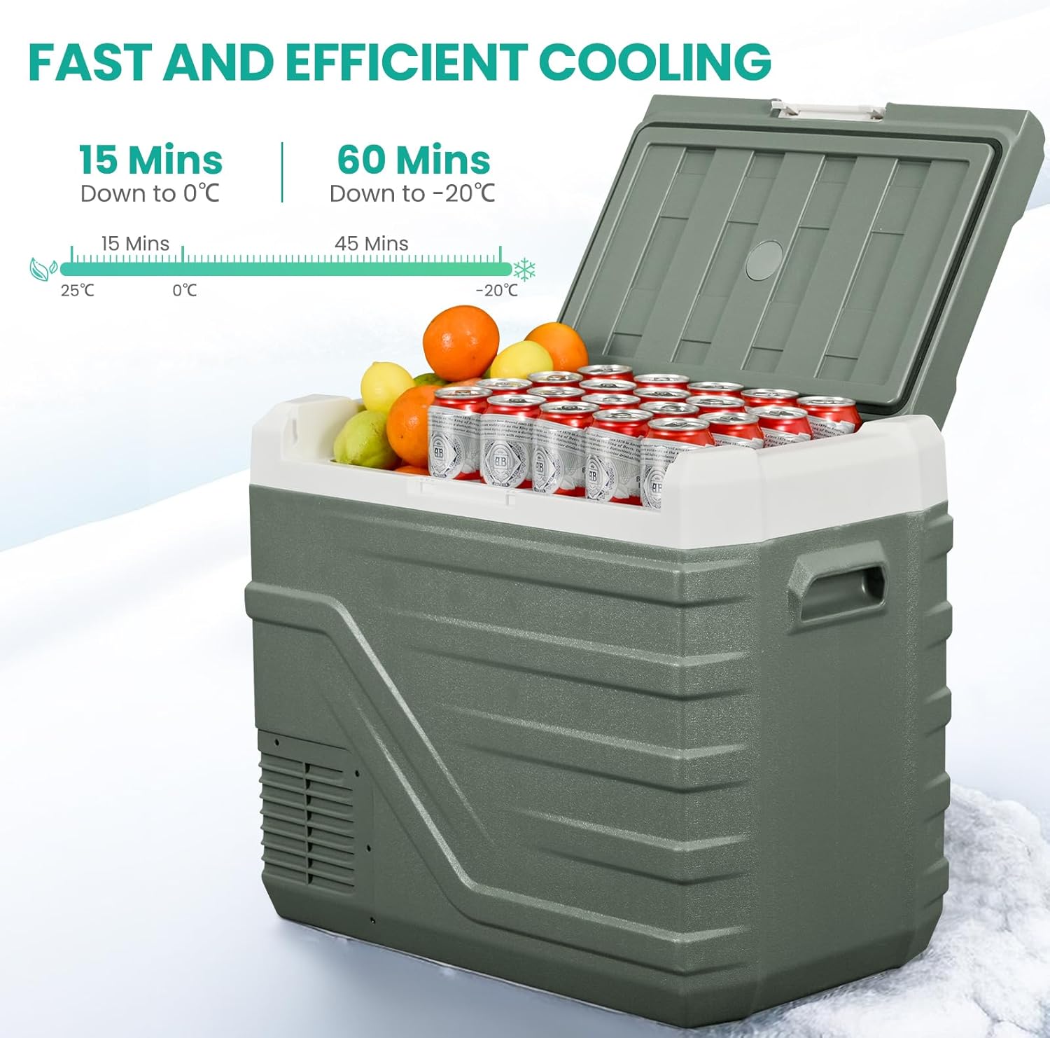 Detalle de Alpicool 44L Car Refrigerator NL50: 12V Portable Fridge/Freezer for Camping and Road Trips