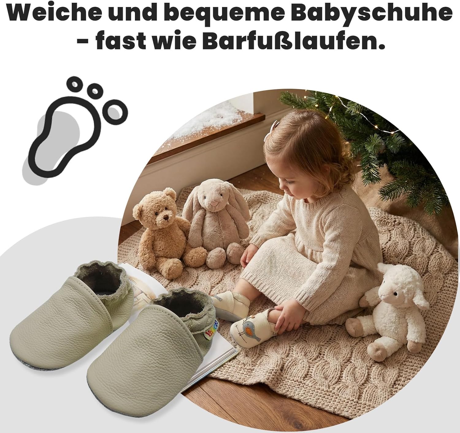 Thumbnail 4 de YALION Baby Krabbelschuhe aus weichem Leder – Lauflernschuhe für Baby & Kleinkind (Jungen/Mächen)