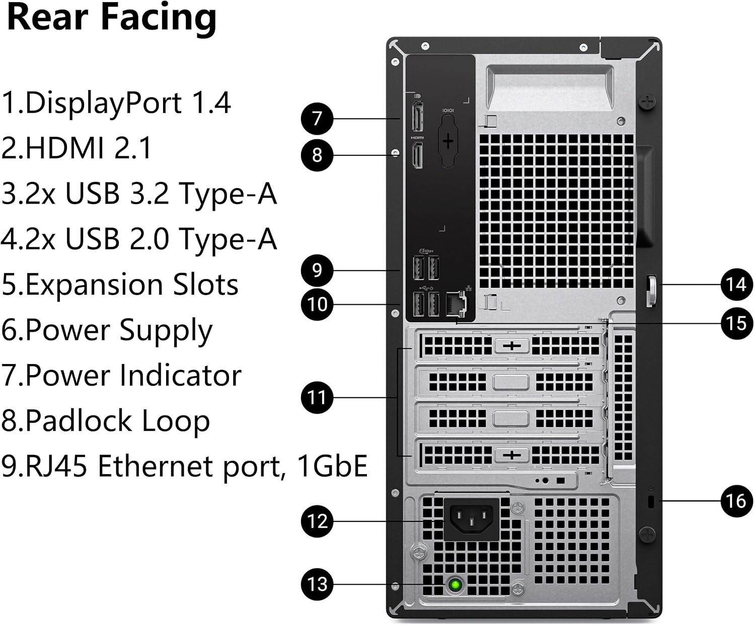 Detalle de Dell Pro 1250 Desktop Tower, Core i3-14100, 16GB DDR5, 512GB SSD
