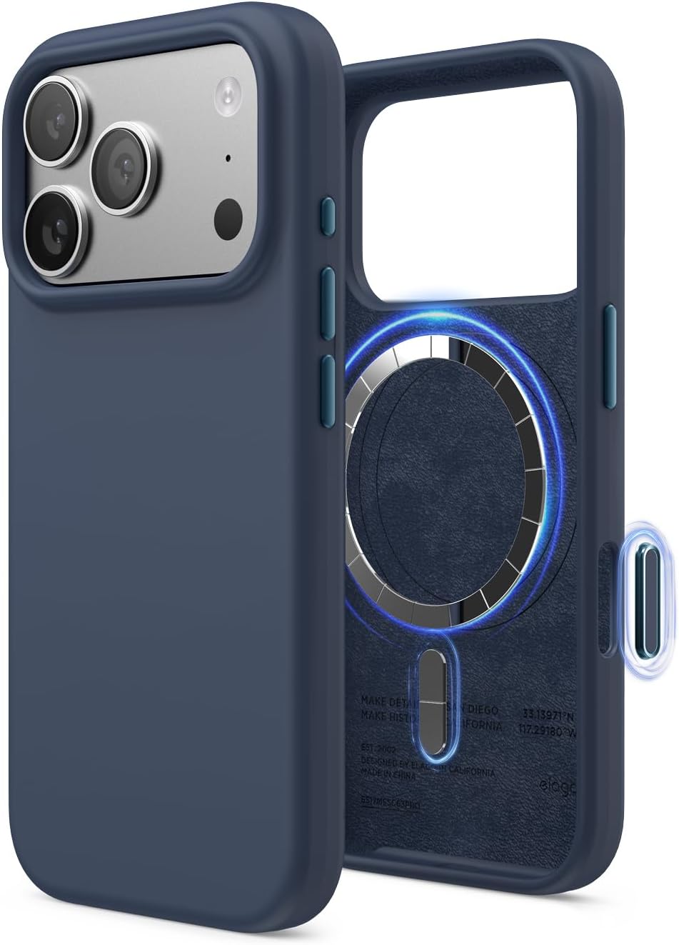 Detalle de elago Cover Magnetica in Silicone Liquido per iPhone 17 Pro (6,3") – Compatibile con MagSafe, antiurto e soft-touch (Indaco Jeans)