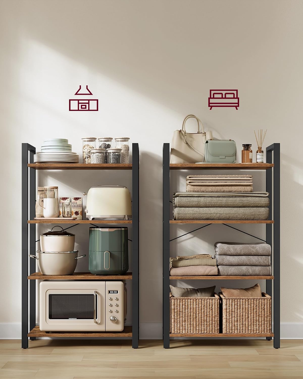 Detalle de VASAGLE BARNET LLS60BX 4-Tier Bookshelf, 66 x 30 x 120 cm