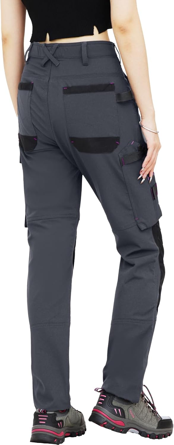 Detalle de WORK IDEA Damen Slim-Fit Stretch Arbeitshose – Kritische Stoffbereiche aus Cordura, strapazierfähig und elegant