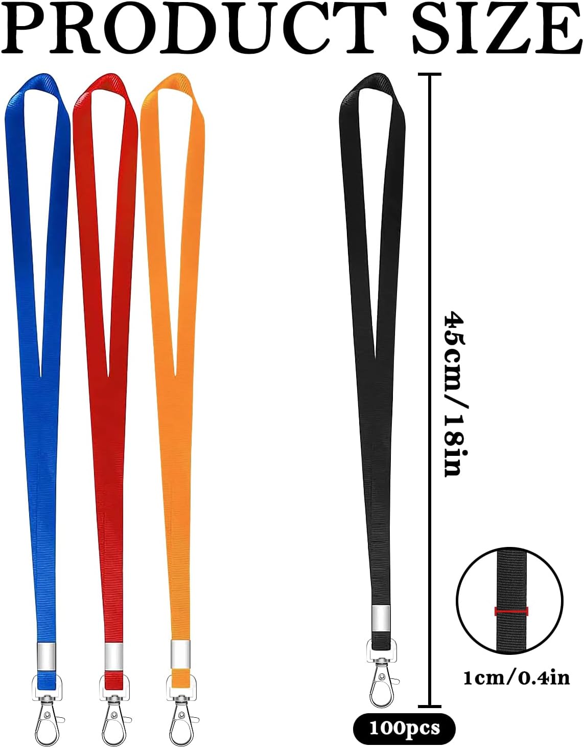 Detalle 2 de XHDA 100PCS Black Lanyards 18in