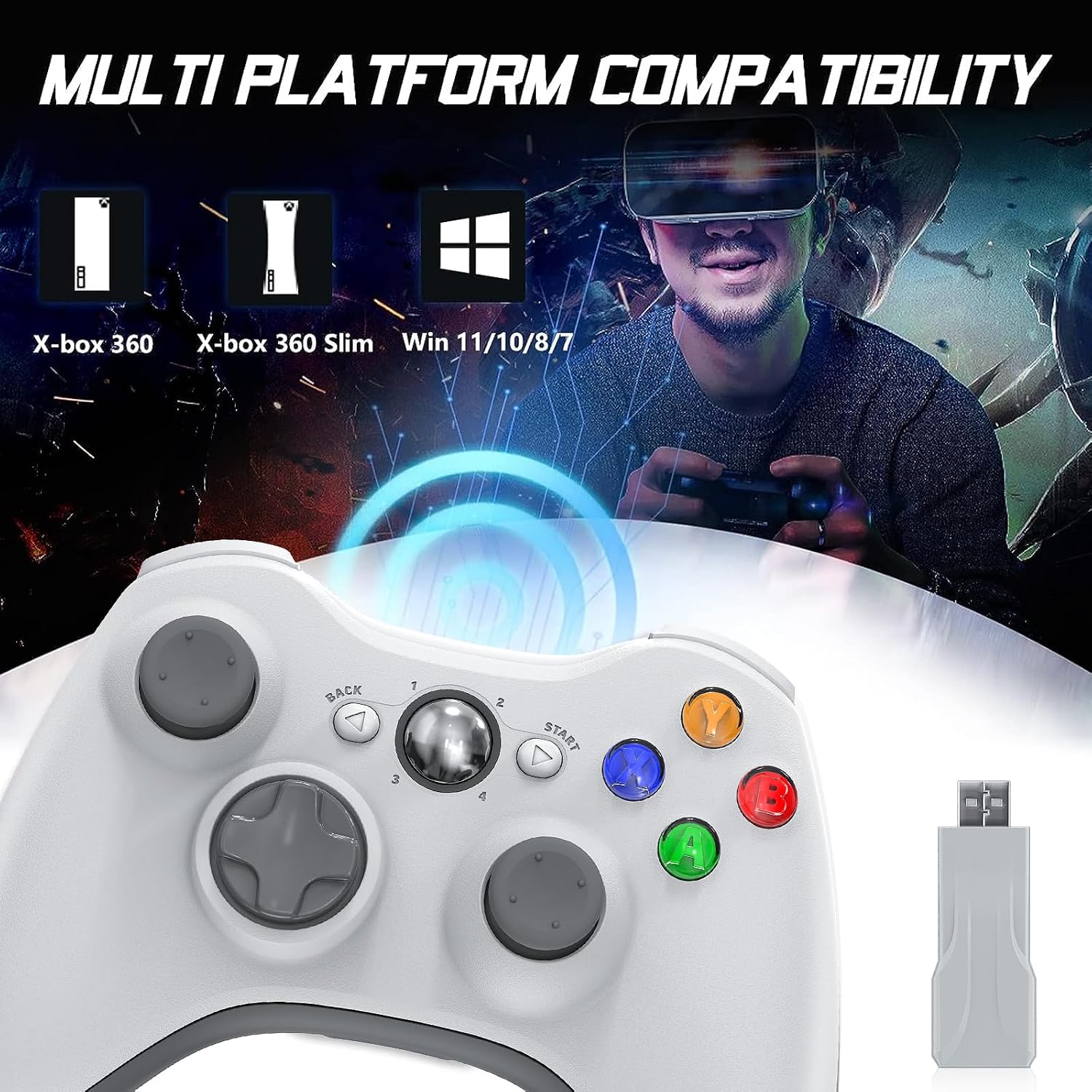 Detalle 2 de Gamrombo 2 Pack Replacement Wireless Xbox 360 Controller