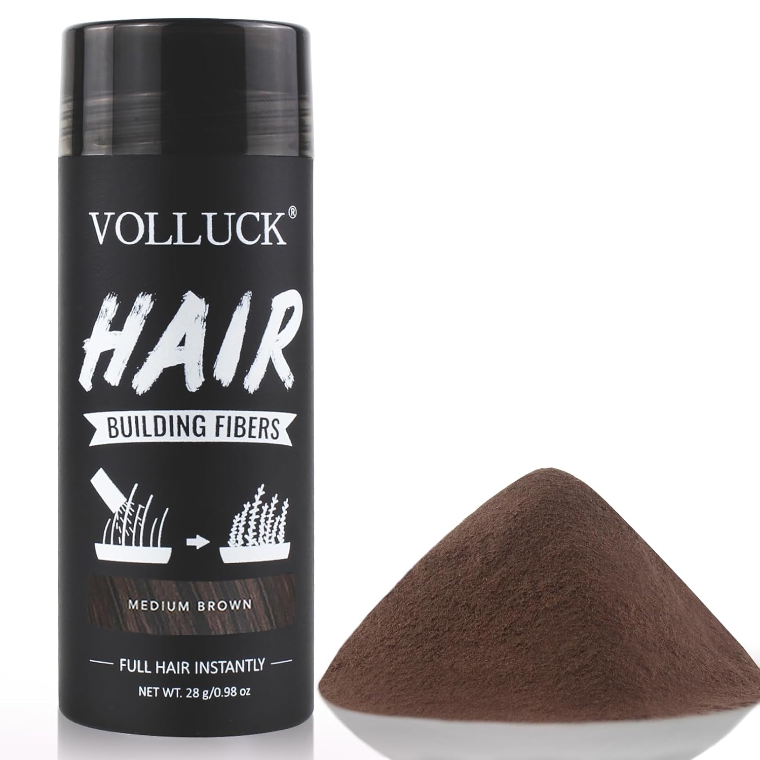 Detalle de VOLLUCK Streuhaar Haarverdichtung 28 g Mittelbraun